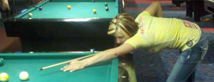 girl playing pool